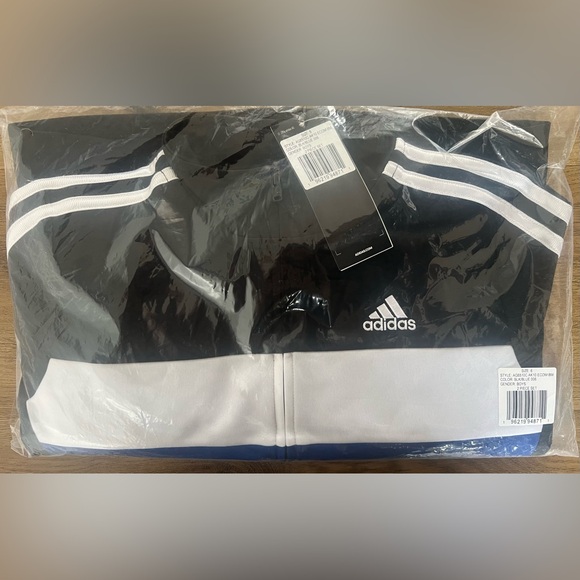 adidas Colorblock Track Zip-Up Jacket &‎ Pants Black White Set, Boy Size 6 NEW - Picture 3 of 4
